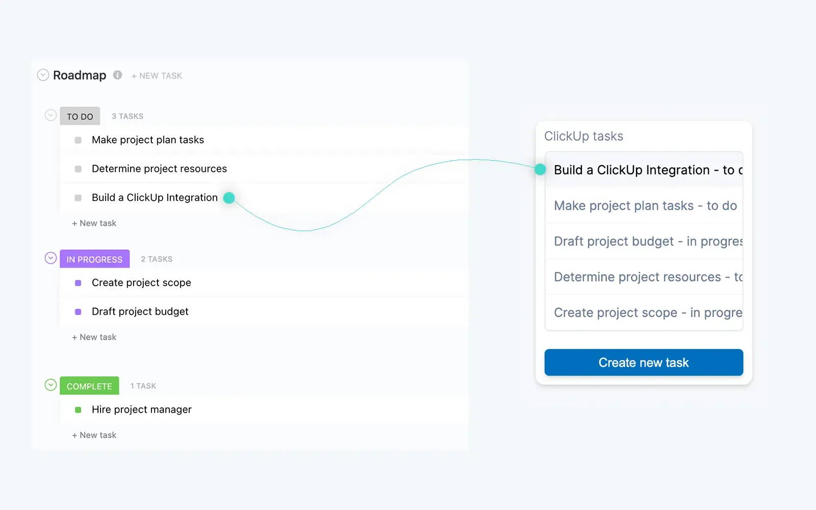 Linking existing ClickUp tasks to feedback posts