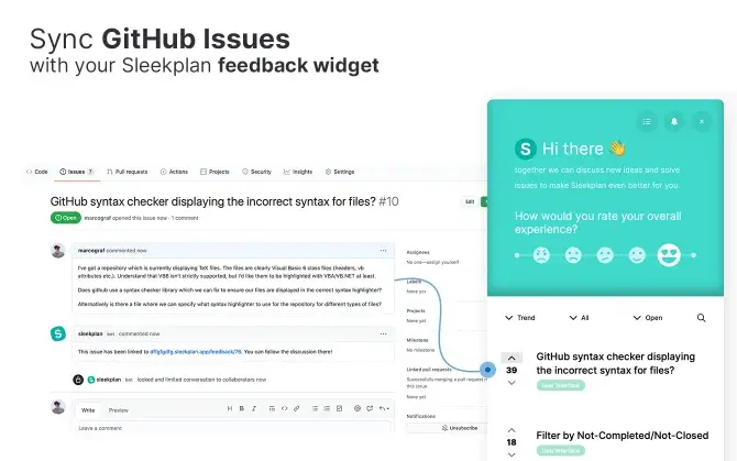 Sync GitHub Issues with your Sleekplan feedback widget