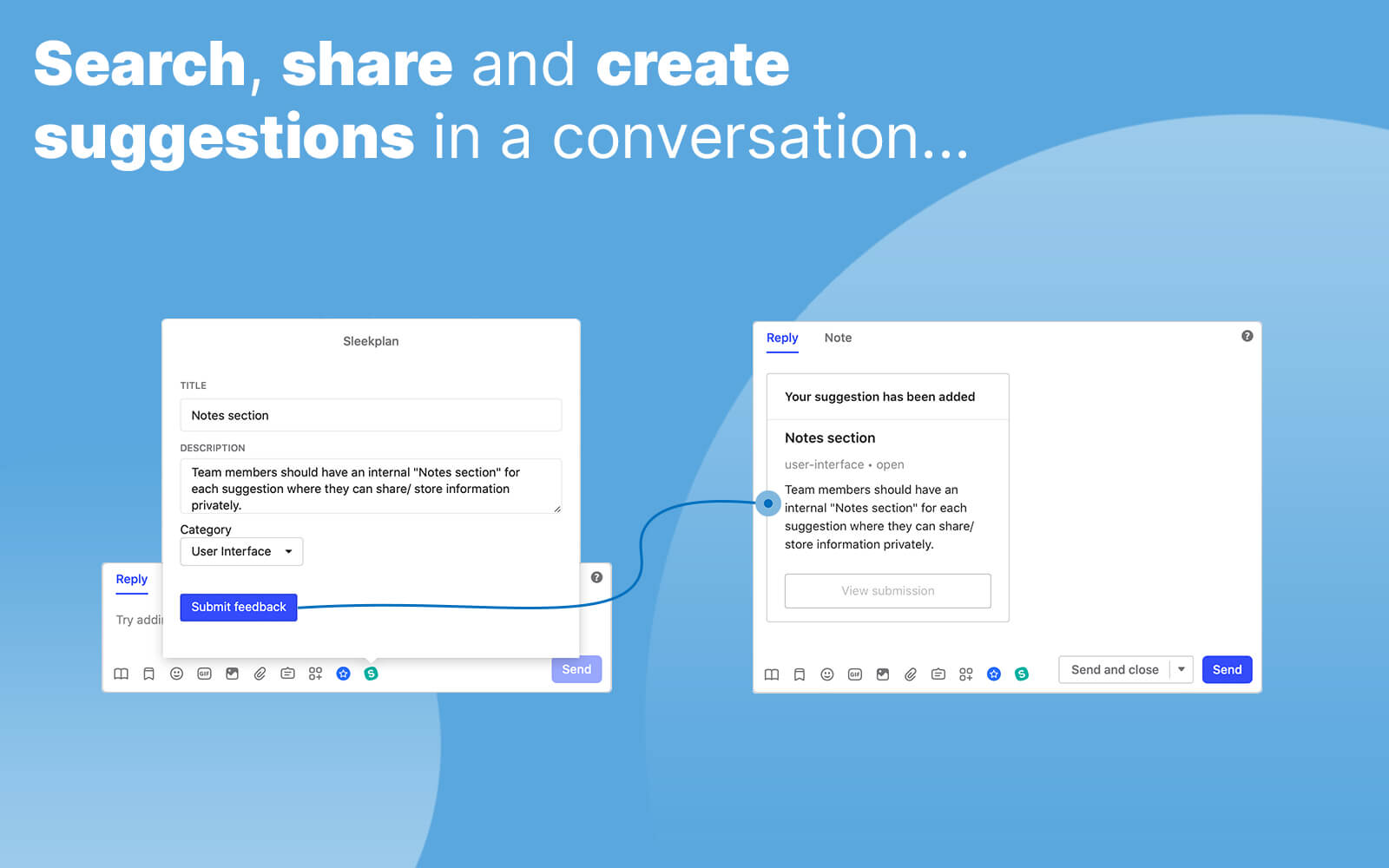 Search, share and create suggestions within your Intercom Messenger